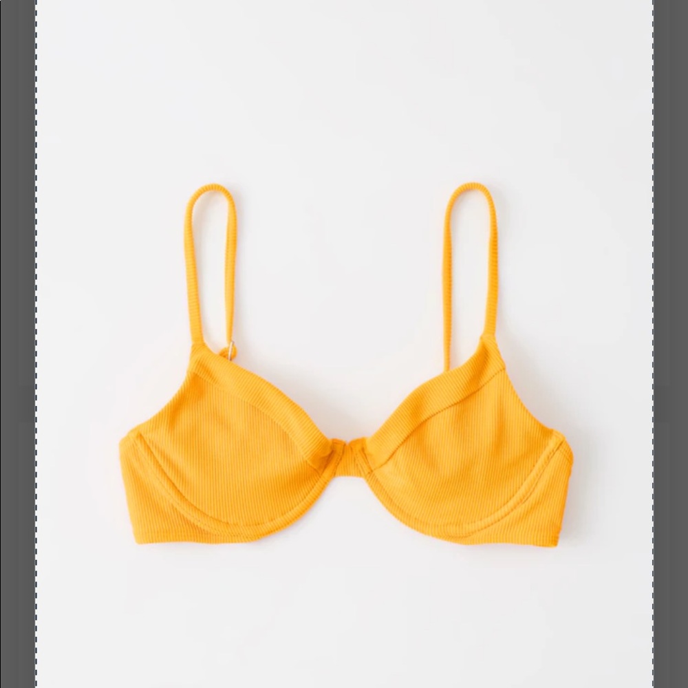 Yellow ribbed bikini top